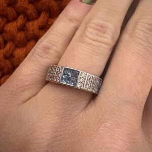 Elegant Silver and Blue Women's Ring